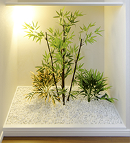 北欧ぽかぽか空間 間接照明も設置された坪庭風の癒しコーナー