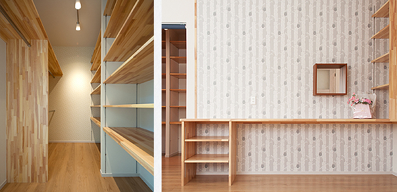 ウォークインクローゼットとオリジナルカウンター